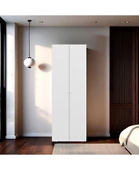 Flynama Armoire 66.9 Inch High 2 Doors 2 Shelves Bedroom Storage Cabinet with Hanging Rod