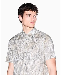 A|X Armani Exchange Men's Ibiza X Cotton Leaf Print Button Down Shirt