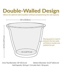 Franklin 20" Outdoor Plant Pot - Uv-Resistant Polyresin Flowerpot for Indoor or Outdoor Use