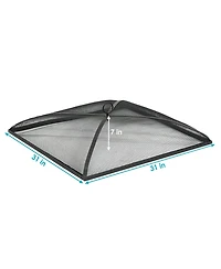 Outdoor Heavy-Duty Steel Mesh Square Easy-Opening Camp Fire Pit Spark Screen Lid