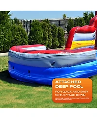 JumpOrange Astronaut Commercial Inflatable Grade Water Slide with Attached Splash Pool for Kids and Adults (with Blower), Outdoor Indoor, Wet Dry Use,