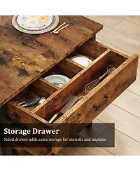 gaomon 4-Person Space-Saving Dining Set with Wine Rack and Drawer