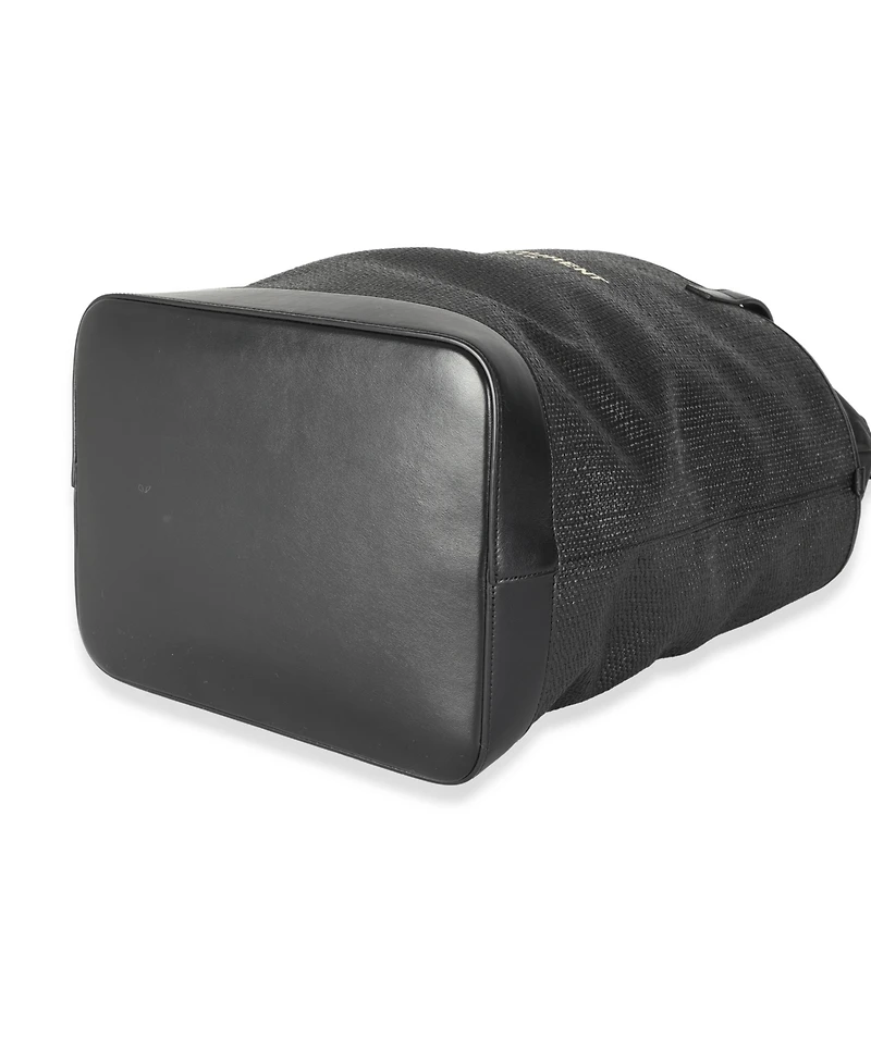 Pre-Owned Saint Laurent Black Linen Canvas Teddy Shopping Bag