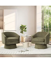 gaomon 360degree(s)Swivel Accent Chair with Arms,Round Chenille Fabric and Soft Cushion Chair for Living Room Bedroom Reading