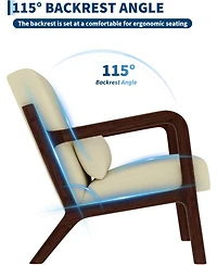 gaomon Solid Wood Accent Armchair with Corduroy Upholstery and Removable Lumbar Pillow