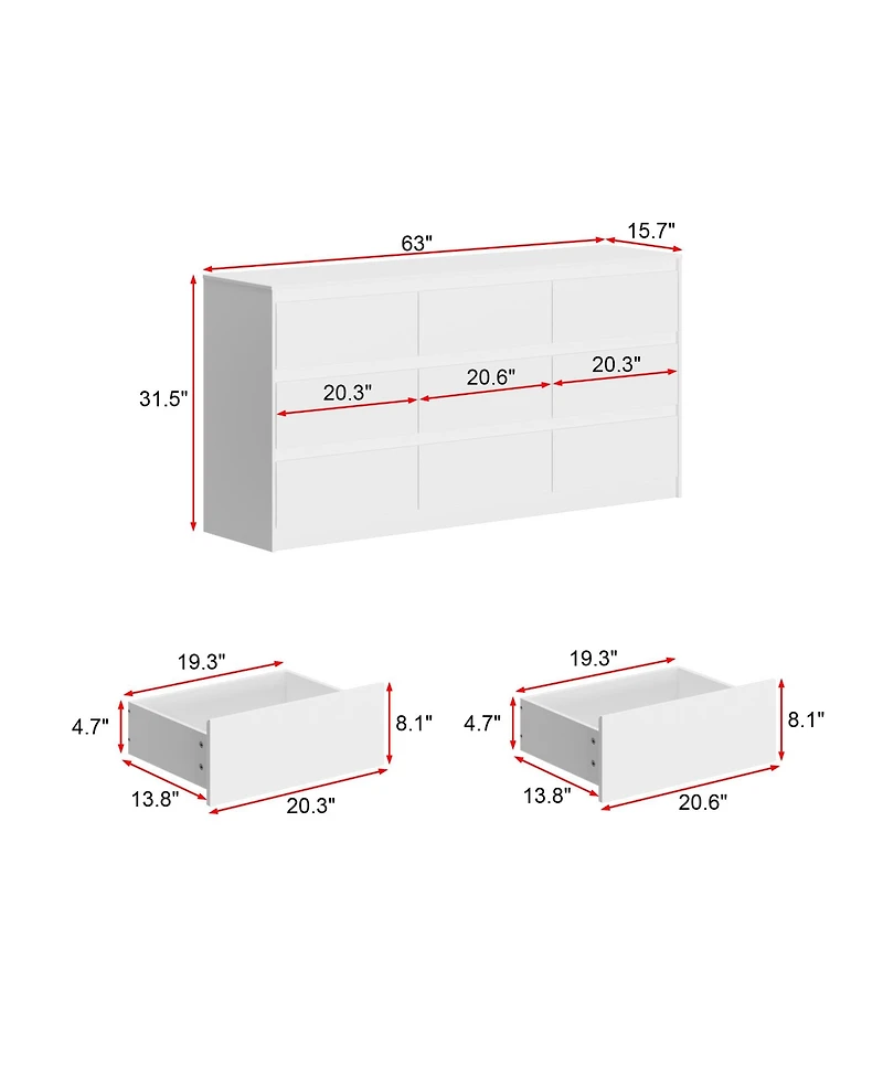 Famapy 9 Drawer Dresser for Bedroom with Deep Drawers,Dressers and Chest of Drawers Handle Free for Closet Living Room