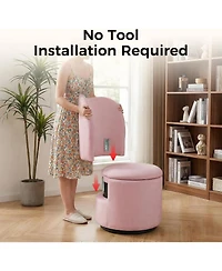 gaomon Velvet Vanity Chair with Storage,360 Swivel Makeup Chair with Back,Modern Swivel Accent Stool Barrel Chair Upholstered Ottoman Vanity Stool