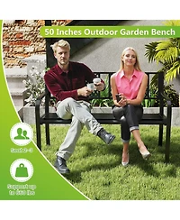 Gouun 50 in Metal Loveseat Bench for 2-3 People with Curved Backrest