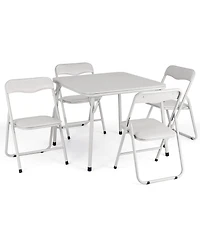 gaomon 5-Piece Folding Card Table and Chair Set- Upholstered- Durable Metal Frame- for Eating Reading Playing