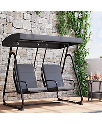 gaomon 2-Seat Patio Swing Chair- Adjustable Canopy 440lbs Alloy Steel Frame