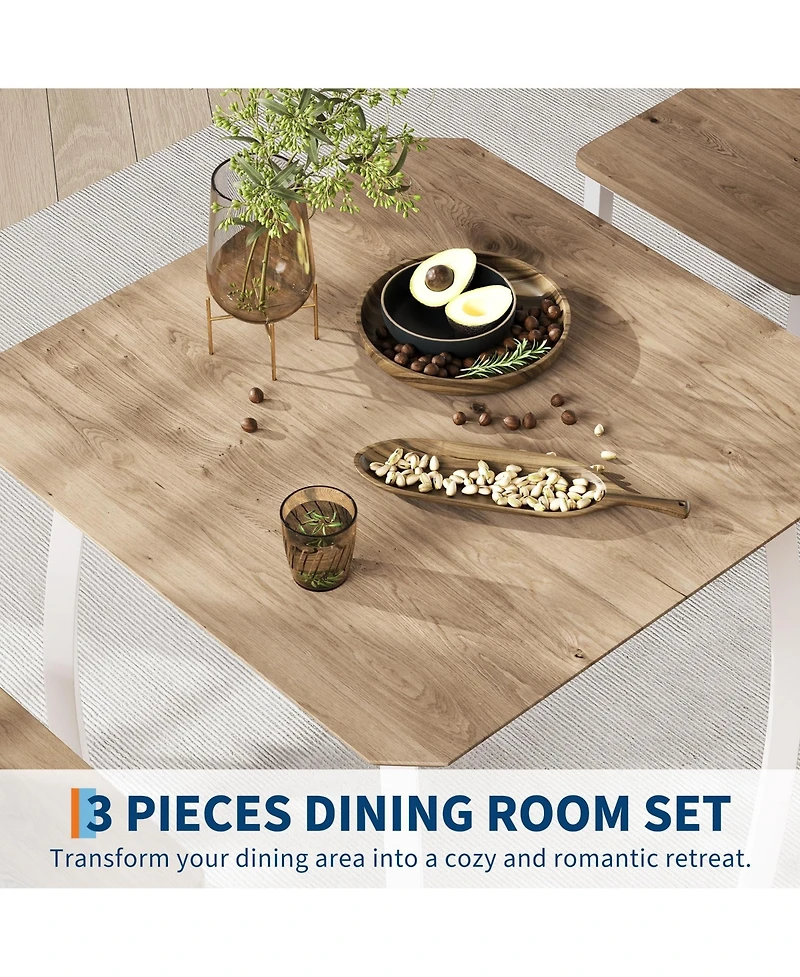 gaomon 3-Piece 2-Person Farmhouse Industrial Dining Set