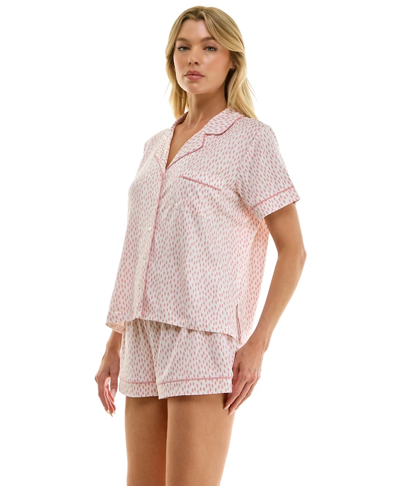 Sincerely Jules Women's Notch Collar Top and Pull-On Shorts, 2Pc Set
