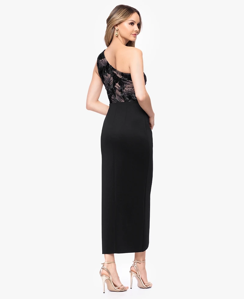 Betsy & Adam Petite One-Shoulder Midi Dress