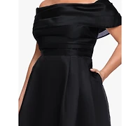 Betsy & Adam Plus Straight Neck Midi Dress