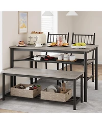 gaomon Dining Table Set for 4, Kitchen Table and 2 Chairs with Storage Bench, 47.2" Rectangular Kitchen Table Set with Wine Racket