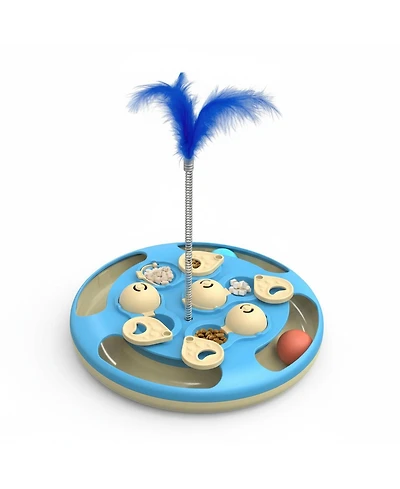 Aronkl Cat Puzzle Toys 3-in-1 Track Balls Teaser Feeder Non-slip Mental Enrichment Slow Feeding Indoor Cats Gift