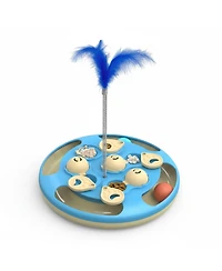 Aronkl Cat Puzzle Toys 3-in-1 Track Balls Teaser Feeder Non-slip Mental Enrichment Slow Feeding Indoor Cats Gift