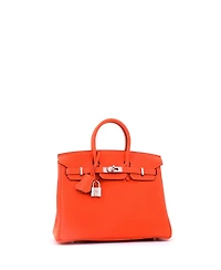 Pre-Owned HERMES Birkin 25 Handbag Orange Togo with Palladium Hardware