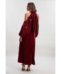 Karen Millen Women's Embroidered High Neck Maxi Dress