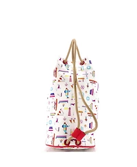 Pre-Owned HERMES Petit Chalutier Duffle Bag Printed Canvas
