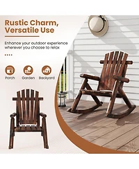 Gouun Adirondack Rocking Chair with Slatted Seat Fir and Pine Wood