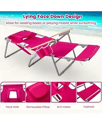 Gouun 3-in-1 Folding Beach Chair with Footrest and Lay-Flat Position 26 in Wide