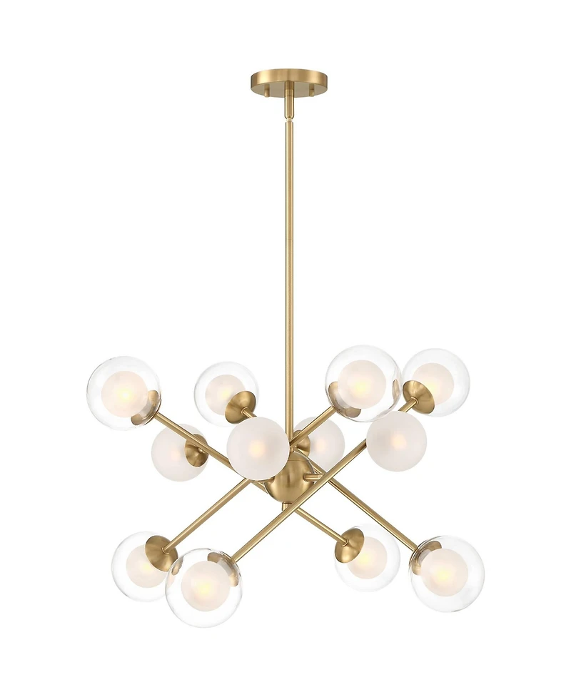 Possini Euro Design Davis Gold Sputnik Chandelier Modern Led Clear Frosted Glass 12-Light Fixture for Dining Room