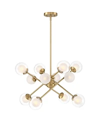 Possini Euro Design Davis Gold Sputnik Chandelier Modern Led Clear Frosted Glass 12-Light Fixture for Dining Room