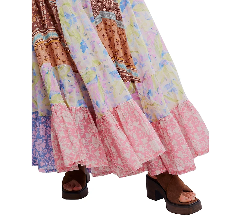 Free People Women's Santa Eulalia Printed Pull-On Cotton Maxi Skirt
