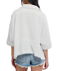 Free People Women's Happy Days Collared Cotton Top