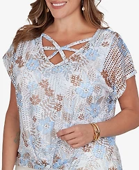 Hearts Of Palm Plus Printed Oval Texture Knit Top