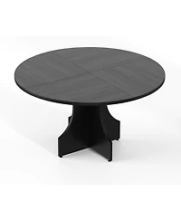 gaomon Farmhouse Round Dining Table for 4-6 People, Wooden Circle Kitchen Table, Circular Breakfast Nook Furniture for Apartment