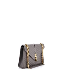 Pre-Owned Saint Laurent Large Classic Monogram Envelope Satchel Matelasse Chevron Leather
