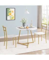 gaomon Dining Table Set for 2, Kitchen Table and Chairs for 2, Modern Round Kitchen Table Set, 3 Piece Dining Room Table Set