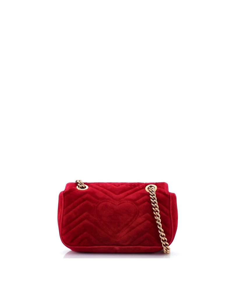 Pre-Owned Gucci Mini Gg Marmont Flap Bag Matelasse Velvet