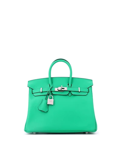 Pre-Owned HERMES Birkin 25 Handbag Green Swift with Palladium Hardware