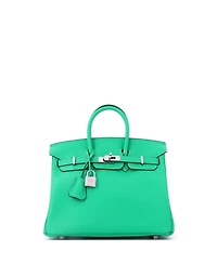 Pre-Owned HERMES Birkin 25 Handbag Green Swift with Palladium Hardware