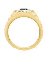 Effy Collection London Blue Topaz (3-1/2 ct. t.w.) and White Zircon (1-5/8 ct. t.w.) Ring in Gold Over Silver