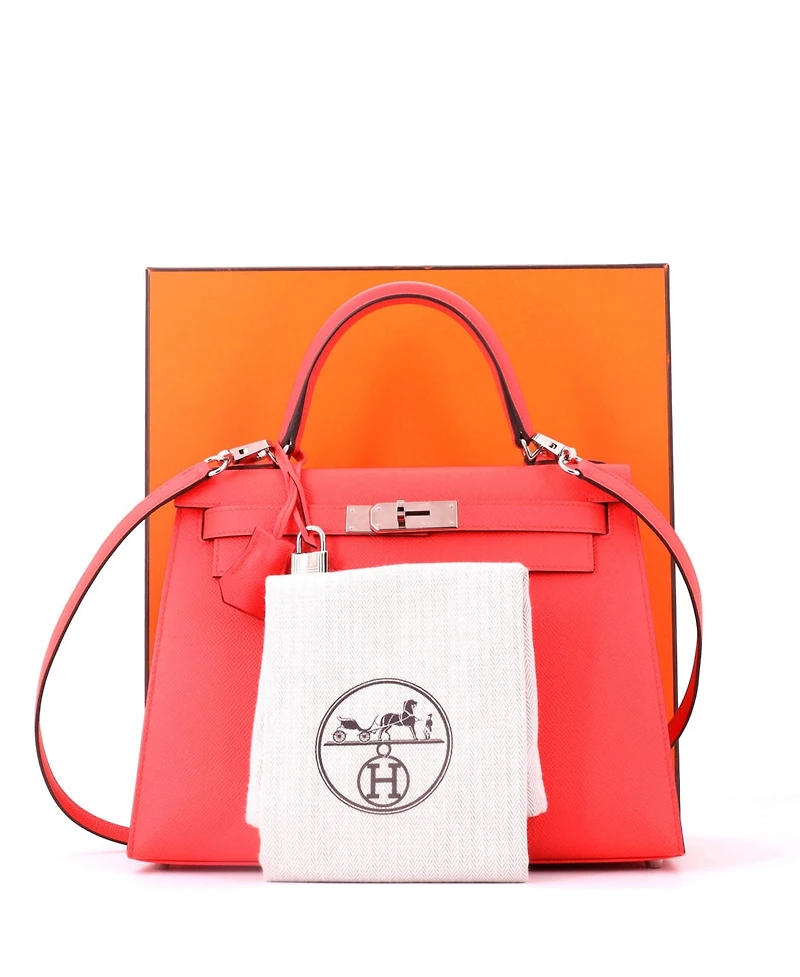 Pre-Owned Hermes Kelly Handbag Epsom with Palladium Hardware
