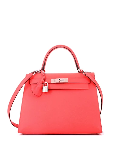 Pre-Owned Hermes Kelly Handbag Epsom with Palladium Hardware