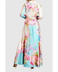 Coast Women's Placement Print Wrap Front Gown