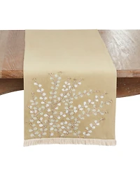 Saro Lifestyle Embroidered Botanical Table Runner, 16" x 72"