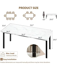 gaomon Rectangular Dining Table for 6-8, 78.7" Minimalist Table with Wave Irregular Edge, Thick Mdf Top and Metal Frame, Waterproof Scratch-Resistant