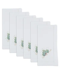 Saro Lifestyle Embroidered Holiday Tree Cotton Napkins, Set of 6