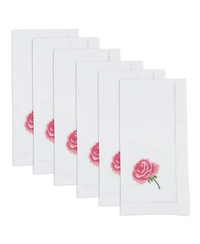 Saro Lifestyle Floral Embroidered Cotton Decorative Napkins, Set of 6