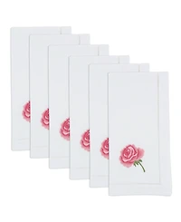 Saro Lifestyle Floral Embroidered Cotton Decorative Napkins, Set of 6