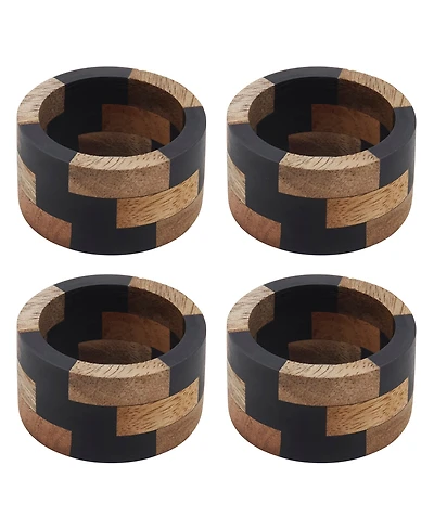 Saro Lifestyle Mango Wood and Resin Napkin Rings, Set of 4