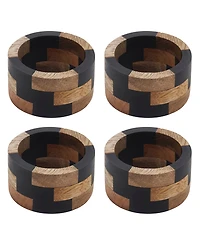 Saro Lifestyle Mango Wood and Resin Napkin Rings, Set of 4