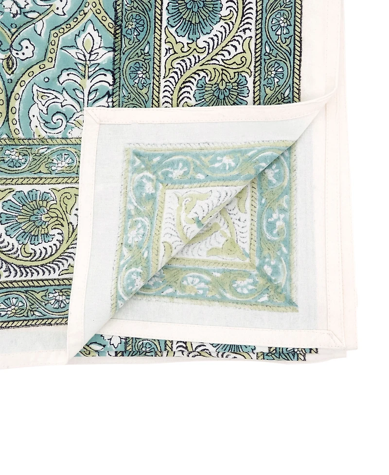 Saro Lifestyle Ornate Floral Border Cotton Tablecloth, 70" x 70"