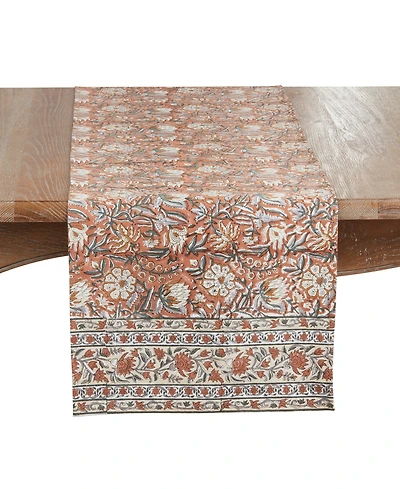 Saro Lifestyle Timeless Floral Cotton Table Runner, 16" x 72"